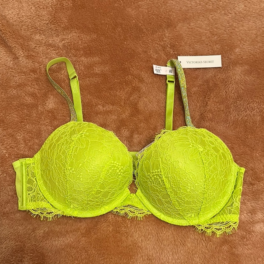 Victoria's Secret Neon Green Lace Bra